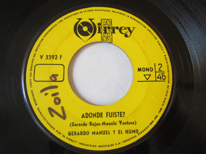 GERARDO MANUEL Y EL HUMO "ADONDE FUISTE" 7" KILLER PSYCH GARAGE PERU HEAR ♫ - Imagen 2