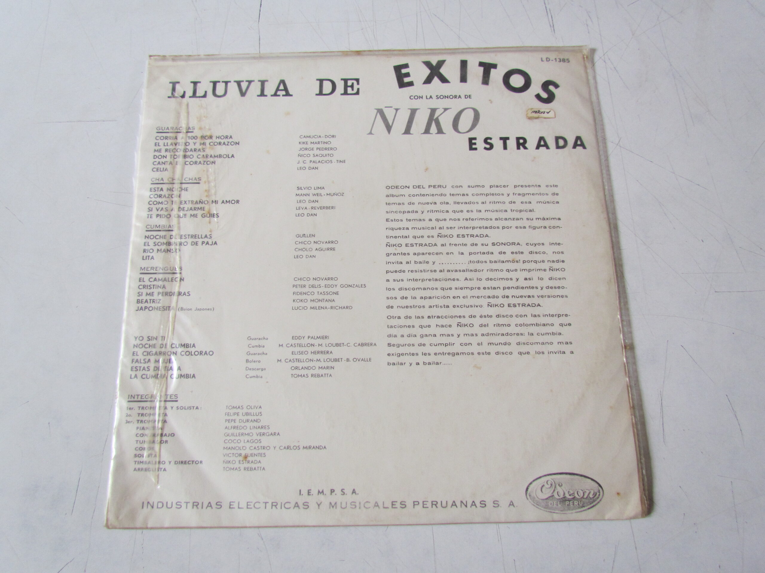 ÑIKO ESTRADA-COCO LAGOS-ALFREDO LINARES SALSA GUAGUANCO DESCARGA PERU LP HEAR ♫"LLUVIA DE EXITOS" - Imagen 2